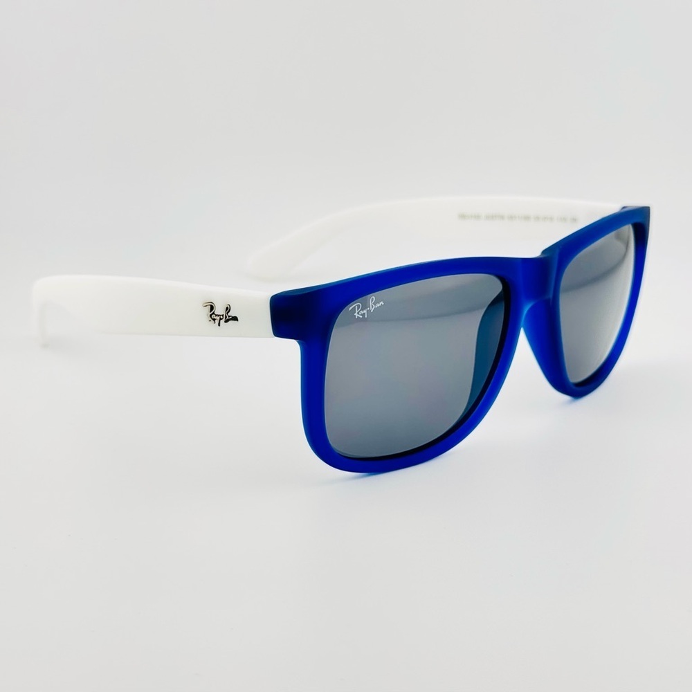 Ray-Ban Justin Sunglasses RB4165 Matte Transparent Blue Frame with Gray Lenses - Picture 6 of 14